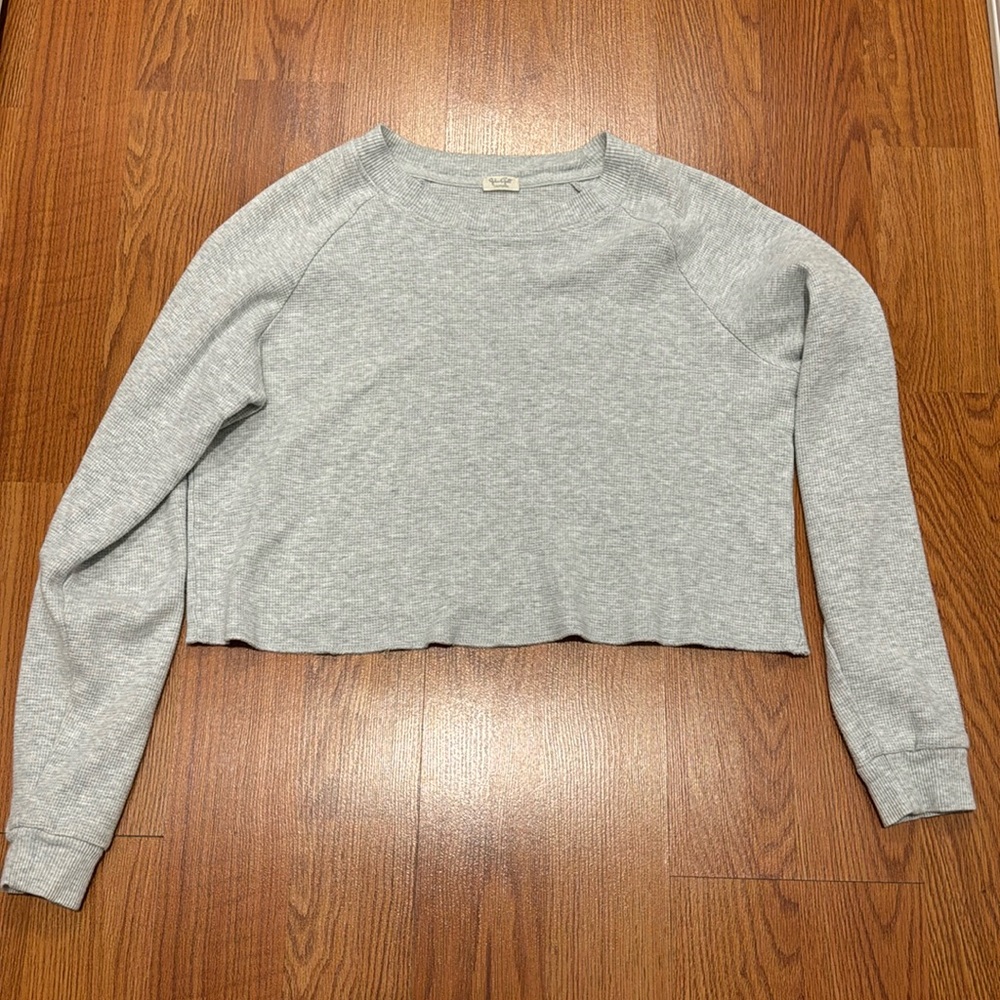 Brandy Melville 100% Cotton Waffle Knit Cropped Long Sleeve